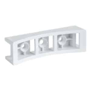 Weiße gebogene LEGO-Steine mit vier Noppen, Produktansicht EliteGrower