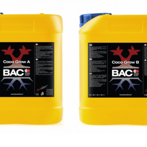 Zwei gelbe BAC Coco Grow A und B Nährstoffbehälter EliteGrower