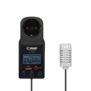Digitales Temperatur- und Feuchtigkeitsmessgerät mit externem Sensor, weißer Hintergrund, EliteGrower