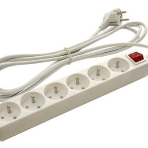 Extension cord with switch, 6 sockets, white, 1,5m