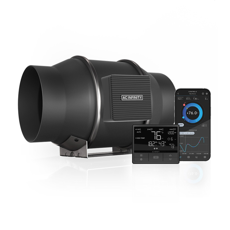Duct fan AC Infinity Quiet Inline 4'' 100mm 350m3/h with temp. and humidity controller 1 Duct fan AC Infinity Quiet Inline 4'' 100mm 350m3/h with temp. and humidity controller