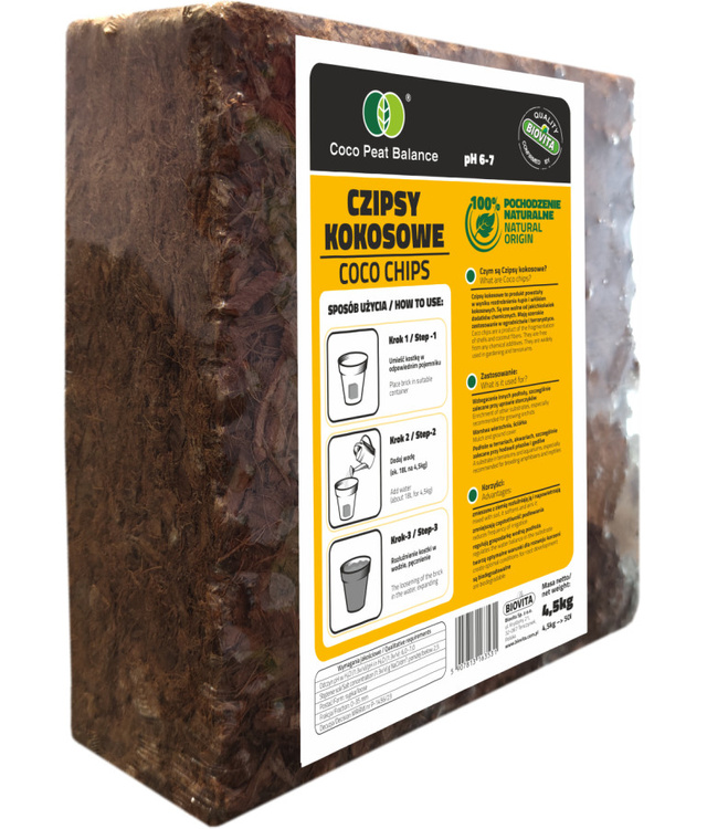 Biovita Coco Chips briquet 4,5kg - independent medium or as a supplement to other substrates 1 Biovita Coco Chips briquet 4,5kg - independent medium or as a supplement to other substrates